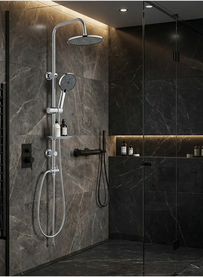 مودي لوحة دش مزودة بدش مطري علوي ودش يدوي، وقضيب انزلاق قابل للتعديل، ونظام دش من الفولاذ المقاوم للصدأ بلمسة نهائية من الكروم للحمام - Image 5